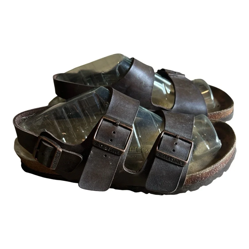 Birkenstock Milano Brown Leather Sandals Size 38 EU 7-7.5 US Made Germany